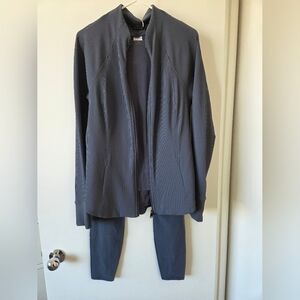 Athleta Full Coordinating Set Slate Blue (Jacket, Sleeveless Shirt, Leggings - L